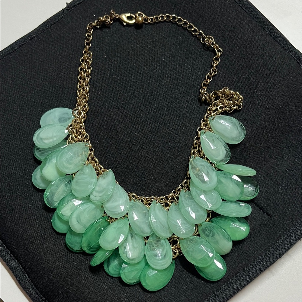 Mint Green Statement Teardrop Bib Necklace - Unbranded